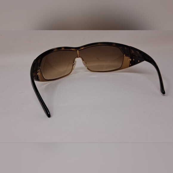 Prada Women's Sunglasses Shield Triangle Logo Mask Gold Tortoise Brown SPR 621 - Picture 8 of 14